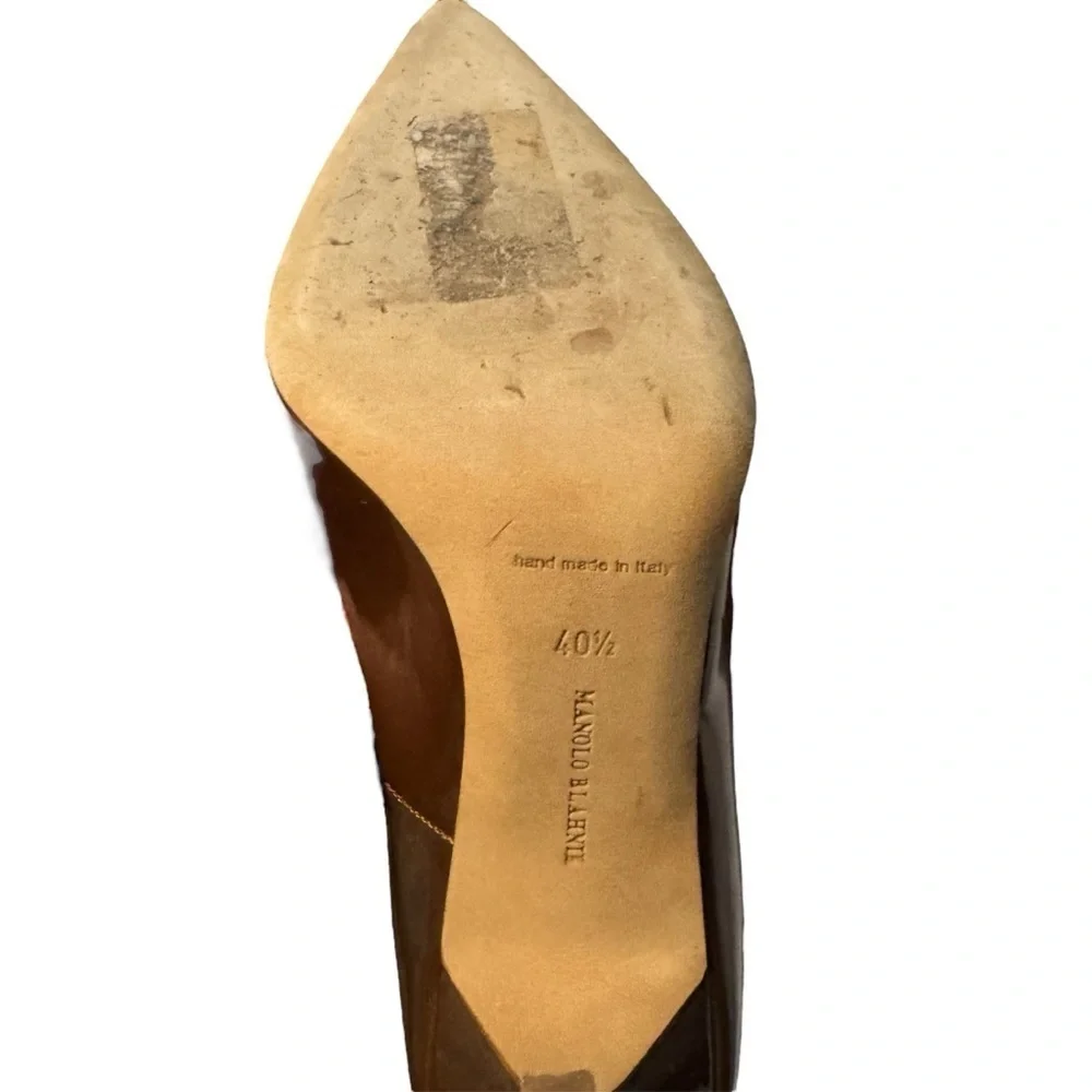 Manolo Blahnik Shiny Tan Heels | Very Good Condition
